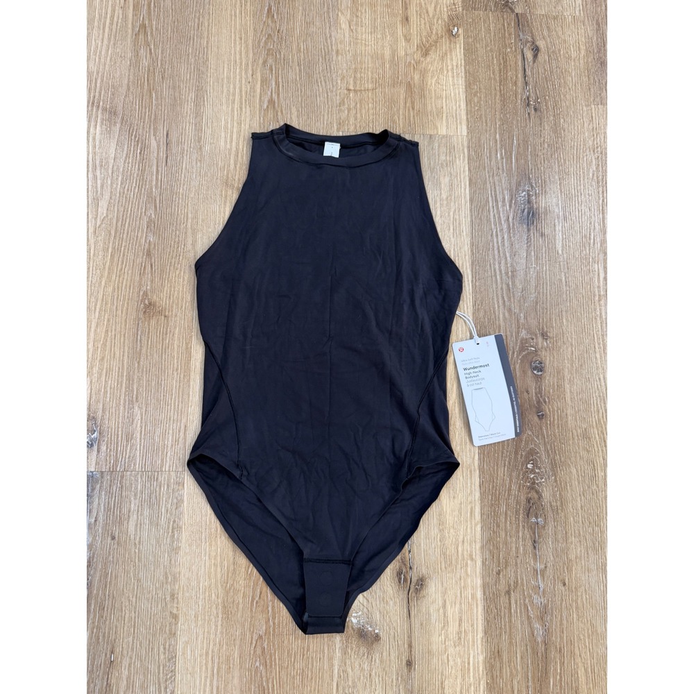 Lululemon Wundermost High-Neck Bodysuit Womens S Black Nulu Sleeveless NWT